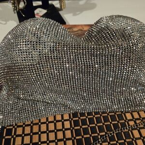 Sparkling Silver Rhinestone Halter Top